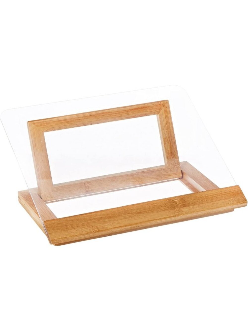 Bamboo Cookbook Holder with Acrylic Stand - Stylish Kitchen Organizer
